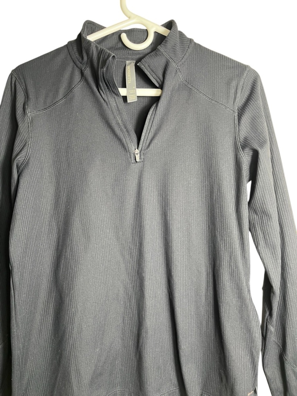 Mondetta Black Ribbed Zip-Front Top - Picture 3 of 4